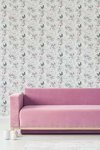 Superfresco Easy Origami White/Grey Wallpaper | Paste The Wall | White/Grey Floral | Eco-Friendly