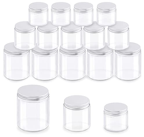 Glarks Paquete de 12 tarros de vidrio de 2 onzas de 4 onzas con tapas, cosméticos, loción y ungüentos