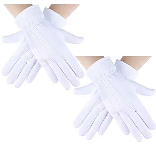 Geyoga Winterhandschuhe für Herren, Fleece, Baumwolle, Uniform, Parade, Kostüm, Erstkommunion, Handschuh für Wache, Smoking, Zauberer, Weiß, Weiss/opulenter Garten, Einheitsgröße