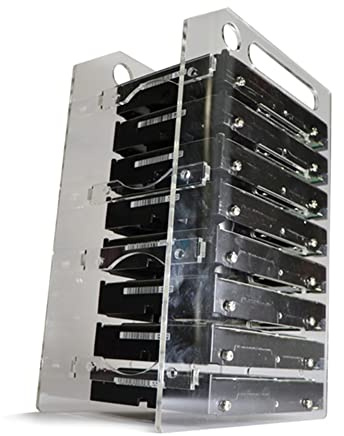 Festplattenschacht-Halter, 8,9 cm (3,5 Zoll), mehrschichtige Festplattenhalterung, HDD-Halterungs-Set, transparente mechanische Festplattenbox, Aufbewahrungs-Organizer mit Kühllüfterplatz (6 Ebenen)