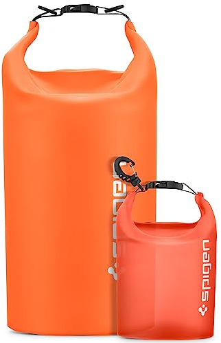 Spigen Dry Bag Set [Aqua Shield] [20L+21] wasserdichte Tasche Set wasserfeste Tasche & Rucksack für Strand, Schwimmen, Camping, Kajak, Boot - Sunset Orange