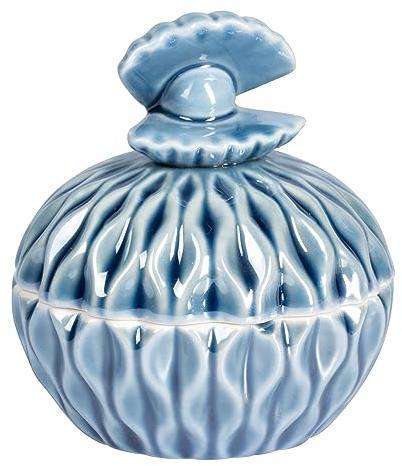 genialo Schmuck-Schatulle, Schmuckdose, Schmuckkästchen, Ringetui, Schmuck Box, 9,70 cm x 8,50 cm x 8,50 cm, blau, Porzellan (Perlenschatz)