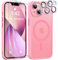 YisrLery Magnetica Cover iPhone 13 con 2 Vetro Temperato e 2 Vetro Fotocamera, Compatibile Mag Safe Hard PC Anti-Graffio Protettiva Case Antiurto Custodia con Bumper TPU (Rosa)