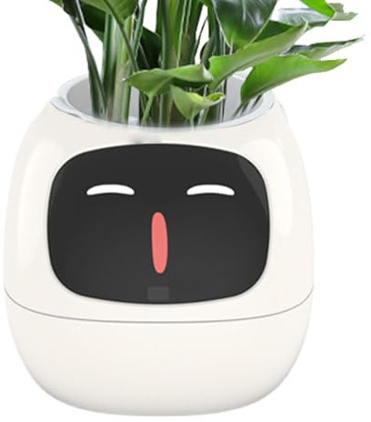 Smart Flowerpot Smart Pet Pflanzgefäß Ai Pflanzgefäß Intelligente Blumentöpfe Mehrere Ausdrücke 7 Smart Sensoren APP Steuerung Garten Pflanzgefäß für Zuhause Smart Expression Zeit Datum Wetter Anzeige