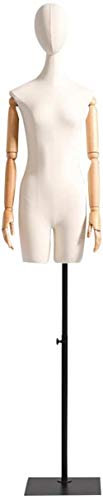 Schneiderbüste, Schneiderpuppe, weiblicher Schaufensterpuppenkörper, Torso, Schneiderpuppe aus Leinen mit Stoffkopf, höhenverstellbar, quadratische Basis, Büstenmodell zur Präsentation von Kleidung