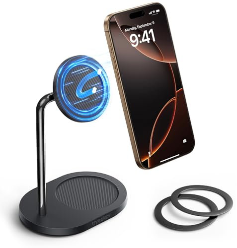 Supporto magnetico per telefono, supporto da scrivania per Magsafe, design ergonomico regolabile, per iPhone 16 15 14 13 12 Pro Max, streaming live, ufficio, fitness e casa (non ricarica telefono)
