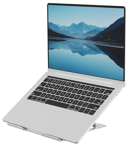 Fellowes Alumia™ Portable Laptop Stand – Silver – Height and Angle Adjustable Metal Laptop Riser, Ergonomic and Foldable Design for Home, Office or Hybrid Working, Made from Recycled Materials