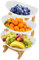 Alzata per frutta a 3 piani, in plastica bianca, con supporto in bambù, piatto da portata per cucina, frutta, verdura, snack, caramelle