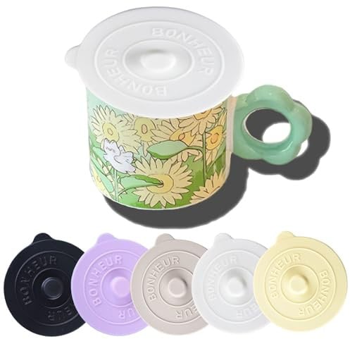 5 Pcs Silicone Lids, Universal Drink Cup Cover, Food Grade Silicone Drink Glass Cup Lids,Mug Lid for Home Outdoors Mug Coffee Wine Glass Tea Cup, Perfect for Offices, Picnics and Parties