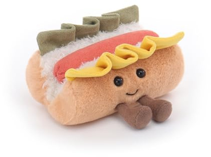Apricot Lamb Köstlicher Hot Dog Essen Plüschtiere für Kinder, weiche niedliche Kuscheltier für Baby Mädchen und Jungen, Flauschige Köstlicher Hot Dog Braun 12cm