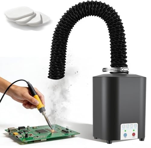 Estrattore di Fumi di Saldatura 50W 128m³/h, Aspiratore di Fumi Laser con Filtro 3 Stadi HEPA H12 e Carbone Attivo – Efficienza 99,97% per Saldatura Incisione Officina Garage