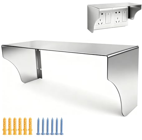 Enchufe protector de lluvia de acero inoxidable, 24,5 x 12 x 12 cm, cubierta para enchufe exterior, timbre de puerta, protección contra la lluvia, protección contra la intemperie, cubierta de metal
