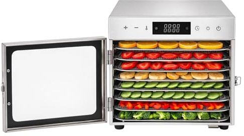 Trintion Edelstahl Dörrautomat 700W – Dörrgerät mit Edelstahlgitter, 30°-85°C, 6700 cm² Dörrfläche – Obst, Gemüse & Fleisch Dehydrator (8 Etagen)