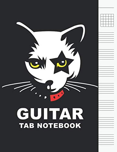 Guitar Tab Notebook: Large Blank Tablature Music Sheet Gift for Valentine's Day - I Love Cats and Electric Guitars