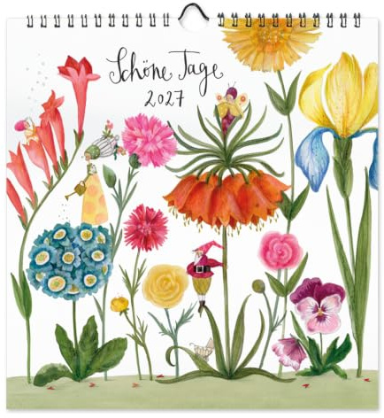 Wandkalender Schöne Tage 2027 – Blumen & mehr, 21 × 22 cm | 12 Kalenderblätter mit Illustrationen von Silke Leffler