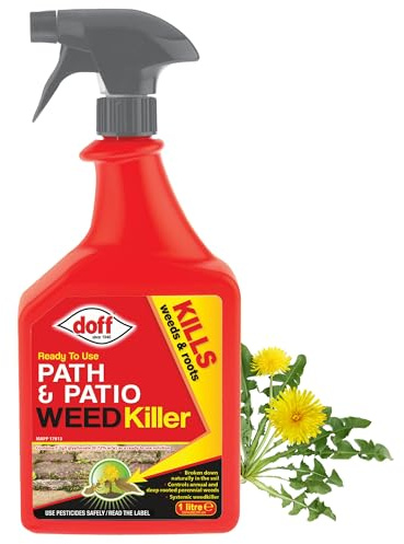 Doff Path & Patio Weedkiller – 1L Ready to Use Spray for Garden Protection – Kills Deep Rooted Weeds from Pathways to Driveways - Long Lasting Weed Control – Strong Weed Killer