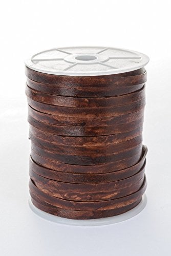 Esnado Cordon en cuir plat de 7 x 1,5 mm, Marron/style antique, 5 mètres