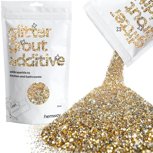 Hemway Glitter Grout Additive - Gold Silver | Metallic Flakes for Adding Sparkle to Old & New Kitchen & Bathroom Tiles | Enhance Your Indoor Grouting Projects with a Durable Sparkly Effect | 100 g