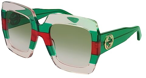 Gucci Damen GG0178S 001 Sonnenbrille, Mehrfarbig (1/Green), 54