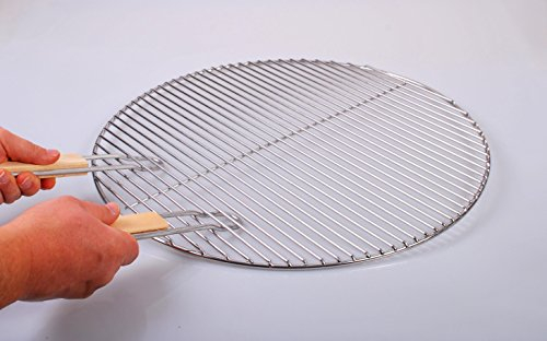 Barbecue rond en acier inoxydable V2A avec 2 poignées, 80 cm - Pour braseros, braseros, barbecues ronds - Barres de 4 mm