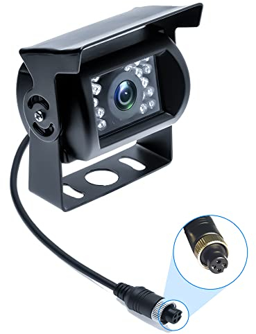 CAMECHO Cámara de Seguridad IR Visión Nocturna sin Línea de Guía sin Cambio de Color, Impermeable, 4 Pines, Conector de Aviación, Cámara de Visión Trasera para Bus/RV/Camión/Remolque