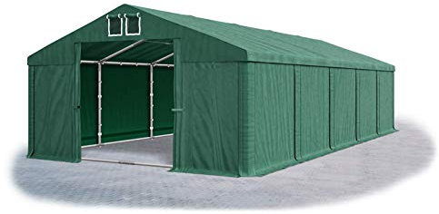 Das Company Lagerzelt 5x10m wasserdicht mit Bodenrahmen dunkelgrün Zelt 560g/m² PVC Plane hochwertig Zelthalle Summer Floor SD