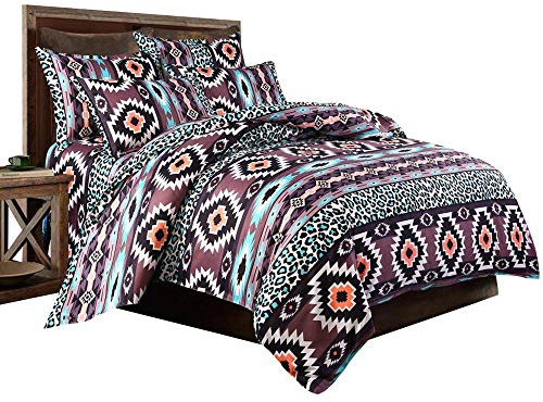 Boho Duvet Cover Set Super King Exotic Bohemian Bedding Set Southwest Style Aztec Reversible Bedspread Microfiber Bedding Cover Soft Luxury Comforter Cover with 2 Pillow Shams Zipper 3 Pieces