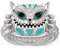 4.08 Karat Cheshire Katzenringe für Frauen Sterling Silber Emaille Ringe Handgemachte weiße Diamant Tierringe Braut Set Hochzeit Verlobung Jubiläumsversprechen (50 (15.7))