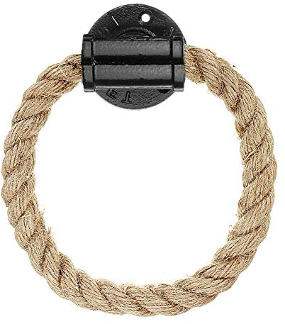 Alicer wall towel ring, vintage hand towel ring, cast iron wall towel holder with hemp cord, industrial style, bathroom toilet rope rack