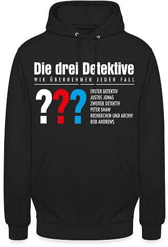 Spreadshirt Die DREI Fragezeichen Detektive Visitenkarte Unisex Hoodie, M, Schwarz