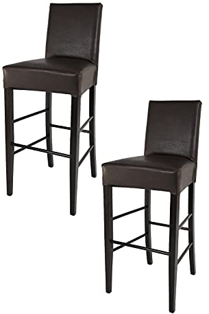 t m c s Tommychairs - Set 2 taburetes Altos Luisa para Cocina y Bar, con Estructura en Madera de Haya Pintada wengué y Asiento tapizado en Polipiel Color Marron
