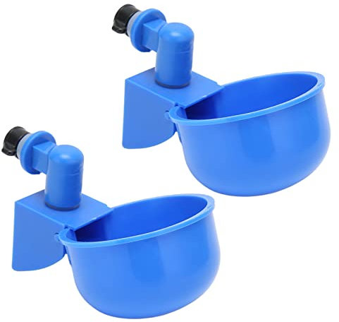 Hapivida 2 Stück Hühnerwasserbecher, automatischer Hühnertränkenbecher Hühnerwasserspender, füllendes Geflügeltränke Kit Trinknapf für Küken, Enten, Gänse, Vögel - Blau