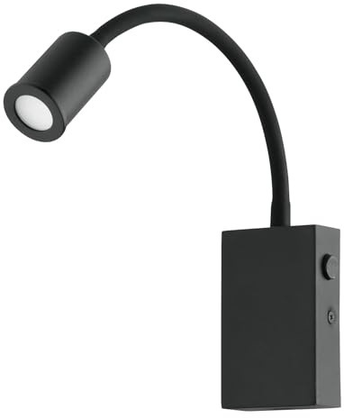 EGLO LED Wandlampe Tazzoli, Schwanenhals Leselampe zur Wandmontage | Bettlampe Wand mit Schalter, Wandleuchte Schlafzimmer, Metall und Kunststoff in Schwarz, warmweiß