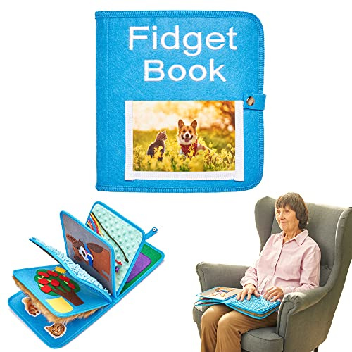 Nestelbuch | Nesteldecke für Demenzkranke | Senioren & Demenz Beschäftigung Hände | Demenzdecke | Spielzeug für Demenzkranke | Sensorische Decke | Fidget Book (Blue)