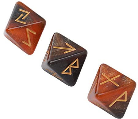VBESTLIFE Dadi Runici, 3 Pezzi Dadi Runici 8 Facce Star Sky Mystic Vivid Colors Astrologia Apprendimento Predizione Dadi Poliedrici Set per Adulti(Oro Nero)