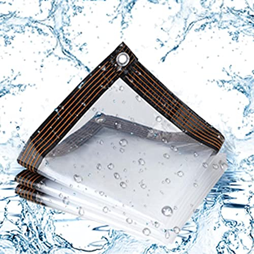 HUHJYUGE Plane Wasserdicht Transparent mit Osen 5x6m, Gewebeplane Durchsichtig Staubfest Windschutz, Abdeckplane Transparent Regenschutz Frostschutzmittel Reißfeste