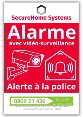 SecureHome Systems - Lot de 8 autocollants hyper-réalistes dissuasifs vol blanc - Alarme + Alerte à la police - Haute qualité, résistance pluie et UV - 8,5x5,5cm