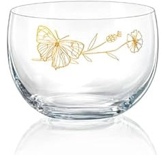 Schale Bowl Wild Flowers Kristallglas Schale Schmetterling Pantografie in Gold mit Schmetterling Bohemia 450 ml 1er