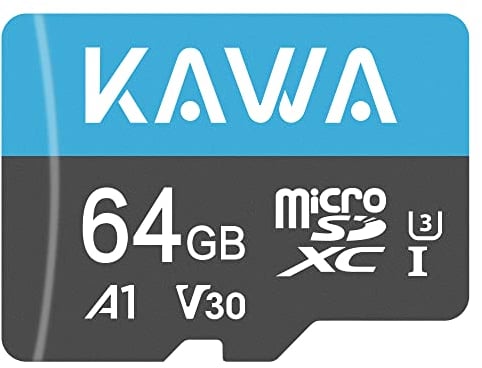 KAWA 64GB Micro SD Karte, High Endurance Video Überwachungskarte, microSDXC Flash Speicherkarte, A1, U3, Class10, V30, High Speed TF Karte für DashCam, Sicherheitskamera, Babyphone
