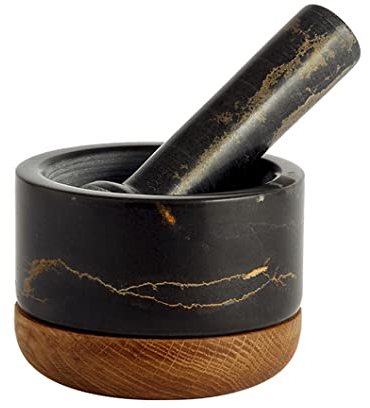 QPZK Hochleistungs -Granit -Mörtel Und Stößel, Handmörsermühle Für Guacamole, Salate, Kräuterbärmer, Mahlen Und Quetschgewürze Und Nüsse, Um Den Geschmack Freizusetzen Black