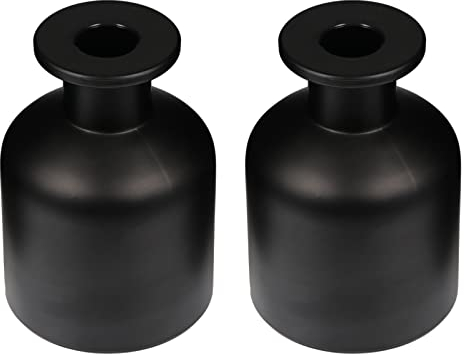 Beavorty Empty Diffusers Reed Diffuser 2pcs Glass Diffuser Bottles Empty Aromatherapy Jar Container Essential Oils Replacement Diffusers Vase Fragrance Accessories for Home 150ml Black Vase