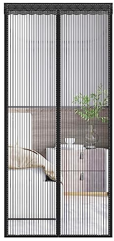 Fousenuk Mosquitera Puerta Magnetica 90x210cm, Cortina Mosquitera Puerta Exterior Sin Taladrar, Anti Mosquito Insecto Mosquiteras, Cortina Antimosquitos para Sala De Estar, Balcón, Patio (Negro)
