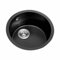 ANSNOW Évier de Cuisine Évier Rond En Pierre de Quartz Bar Évier Encastré Sous Le Comptoir Évier de Cuisine Petit Lave-Vaisselle/Noir/42Cm