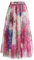 CHICWISH Gonna da donna in tulle a doppio strato con motivo floreale, Rosa, L