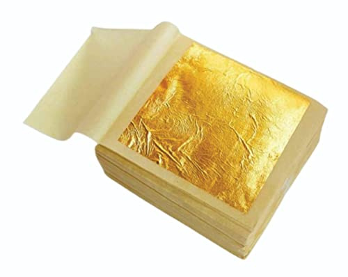 L.A. Gold Leaf Pure Gold Leaf/Gold Vark/Gold waraq (10.pcs) Sheet 24K Gold Leaf Leaves Foil Finest Gold Leaves Food Gilding Facial Beauty Spa Size(50mm* × 50mm* -10Pcs- Sheets)_