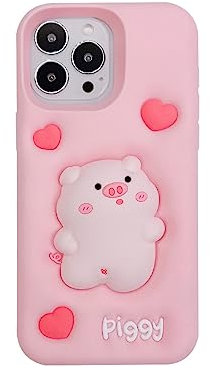 CrazyLemon für iPhone 13 / iPhone 14 Hülle, 3D Karikatur Weich Silikon HandyHülle Stoßfest Schützende Hüllen Cool Damen Junge Mädchen Teenager HandyHülle - Schönes Schweinchen