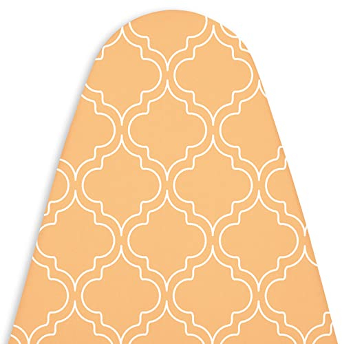 Encasa Copriasse da stiro (112 x 34 cm) con chiusura a cordoncino con spessa imbottitura in feltro da 3 mm, facile da montare, resistente alle bruciature, stampato, motivo piastrelle color pesca