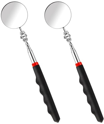 KALIONE 2PCS Telescoping Inspection Mirror, Auto Inspektionsspiegel mit Teleskopgriff, Kreisförmig Teleskop Spiegel, 60 Grad Drehung mit Verlängertem Griff