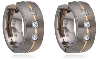 JMFENFA Titan Creolen für empfindliche Ohren, hypoallergene Titan Ohrringe mit 3CZ Zirkonia Einlagen (3CZ)