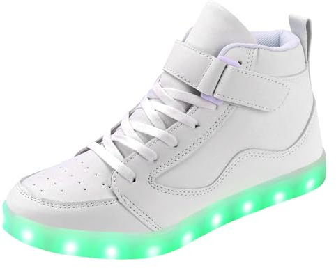 PADGENE Sportschuhe mit blinkenden LEDs, für Damen und Herren, wiederaufladbar über USB, Fx Weiß, 38 EU